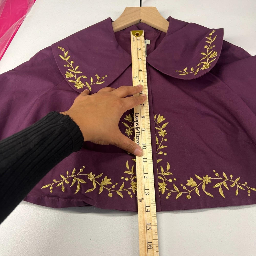 Anthropologie Odille Bolero Jacket Women's 2 Purple Gold Embroidered Cotton - Picture 12 of 16